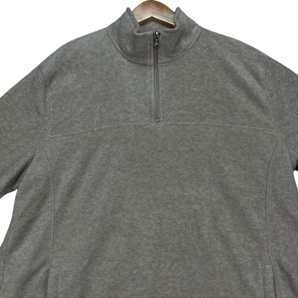 Croft Barrow Pullover Mens Large Gray Long Sleeve 1/4 Zip Mock Neck Fleece EUC - Picture 2 of 10